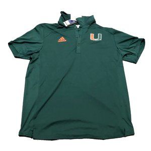 NWT Miami Hurricanes adidas Aeroready Tech Sideline Performance Polo Shirt